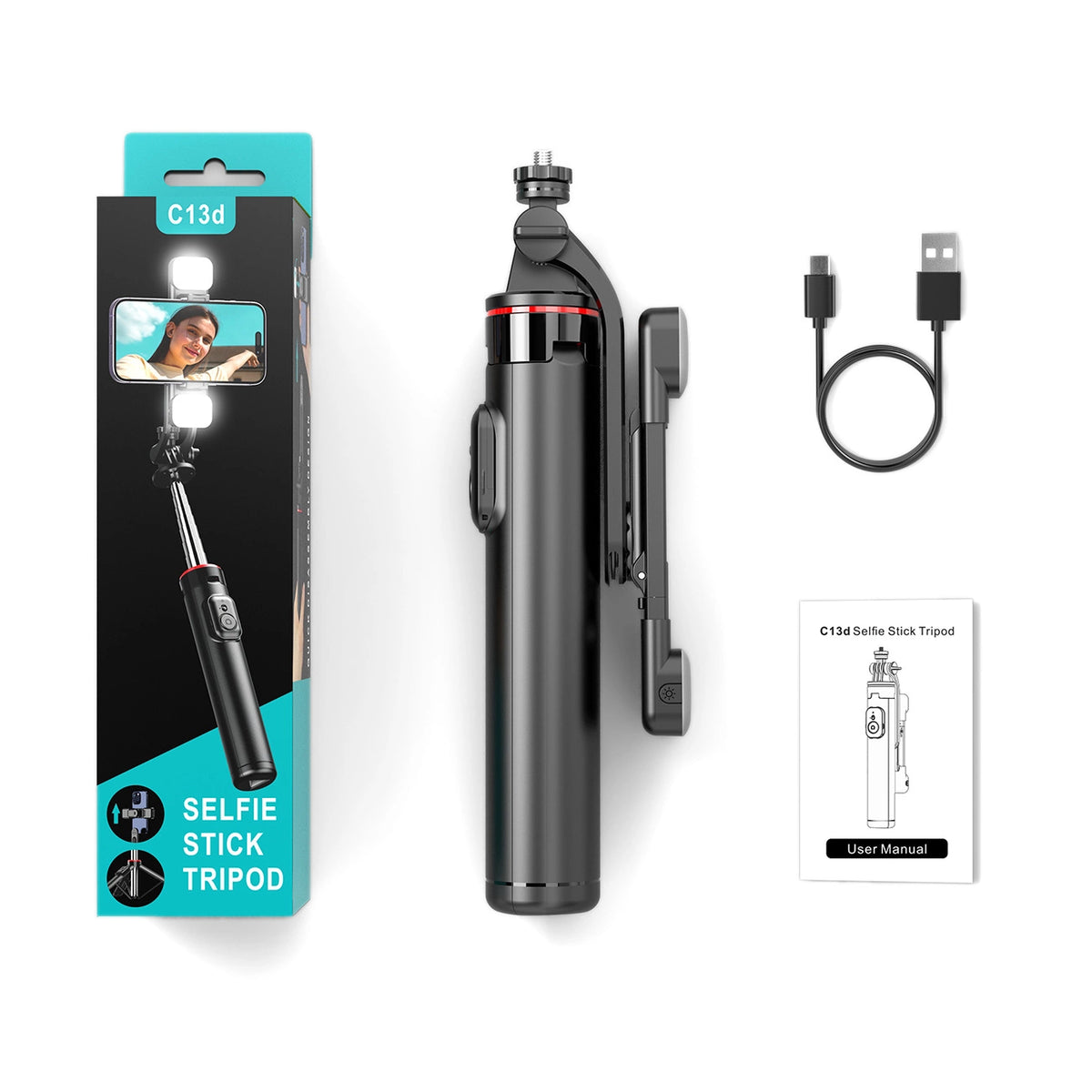 Selfie stick WC13YDS teleskopowy tripod 1.3m z na telefon - czarny – zdjęcie 12