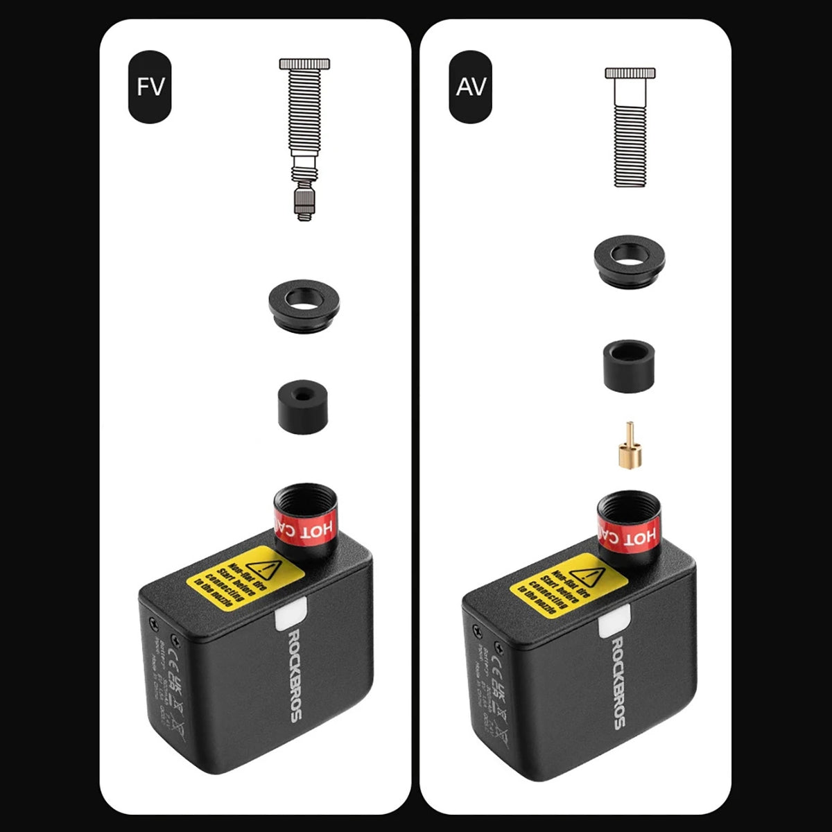 Pompka elektryczna mini do zaworów Schrader / Presta 100PSI - czarna – zdjęcie 3