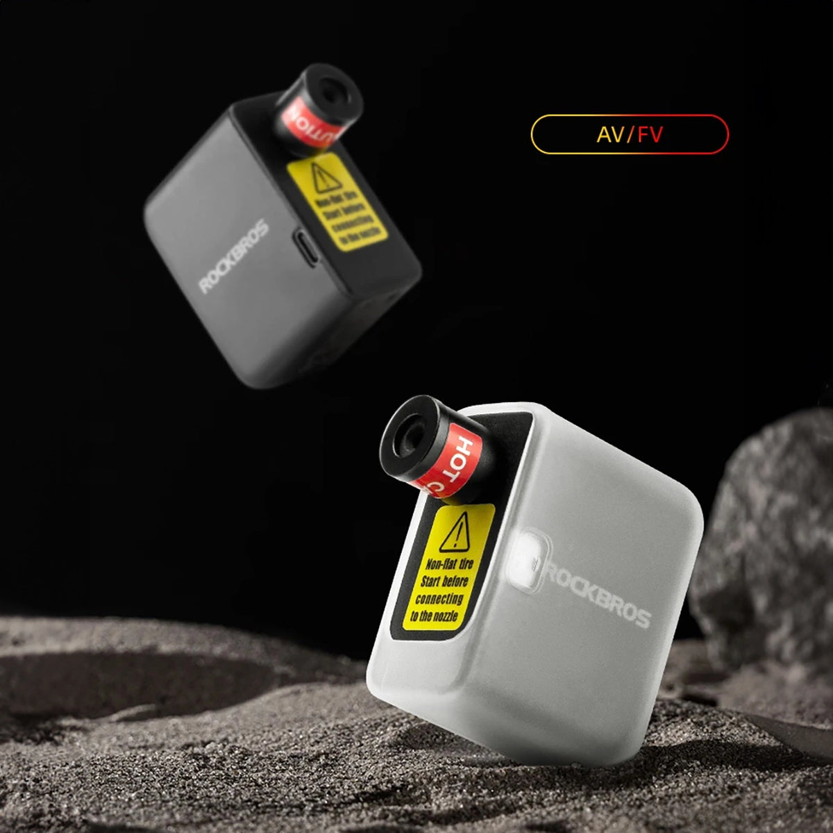 Pompka elektryczna mini do zaworów Schrader / Presta 100PSI - czarna – zdjęcie 5