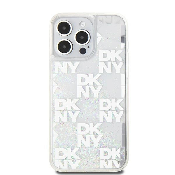 Etui DKNY Liquid Glitter Multilogo na iPhone 15 Pro Max - białe – zdjęcie 3