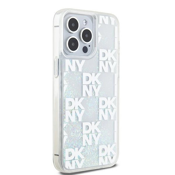 Etui DKNY Liquid Glitter Multilogo na iPhone 15 Pro Max - białe – zdjęcie 4