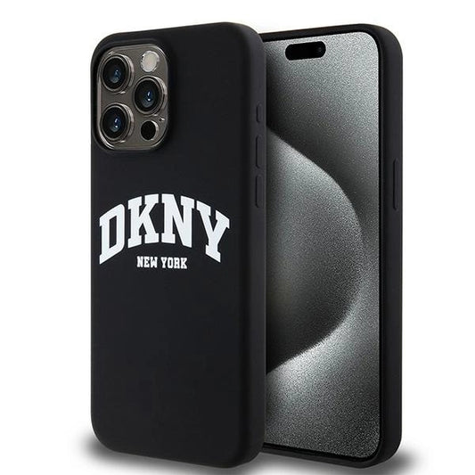 Etui DKNY Liquid Silicone White Printed Logo na iPhone 14 Pro Max - czarne
