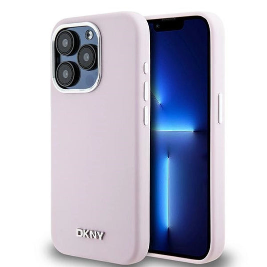 Etui DKNY Liquid Silicone Small Metal Logo na iPhone 15 Pro - różowe