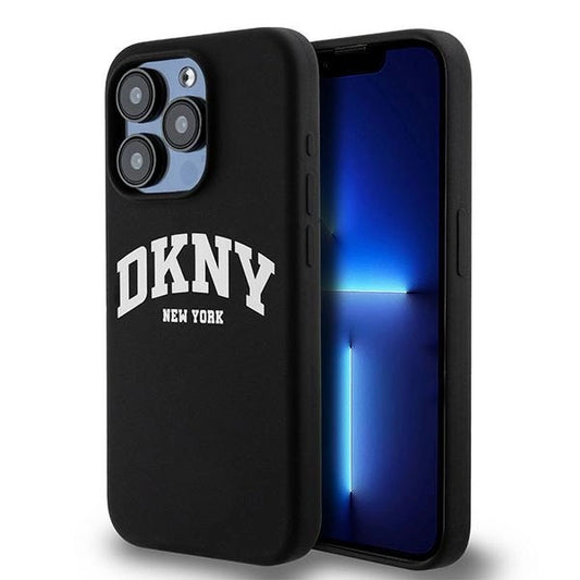 Etui DKNY Liquid Silicone White Printed Logo na iPhone 15 Pro - czarne