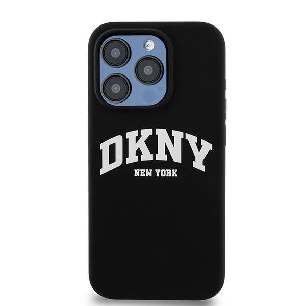 Etui DKNY Liquid Silicone White Printed Logo na iPhone 15 Pro - czarne