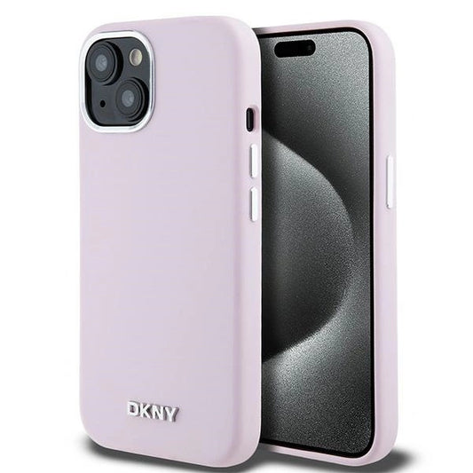 Etui DKNY Liquid Silicone Small Metal na iPhone 15 Plus / 14 Plus - różowe