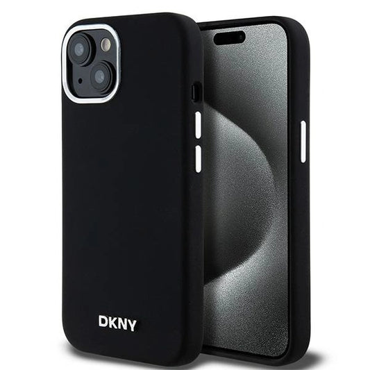 Etui DKNY Liquid Silicone Small Metal Logo na iPhone 15 / 14 / 13 - czarne