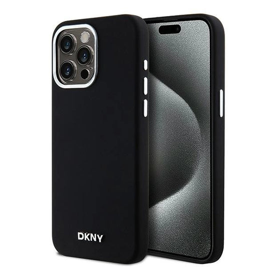 Etui DKNY Liquid Silicone Small Metal Logo na iPhone 15 Pro Max - czarne