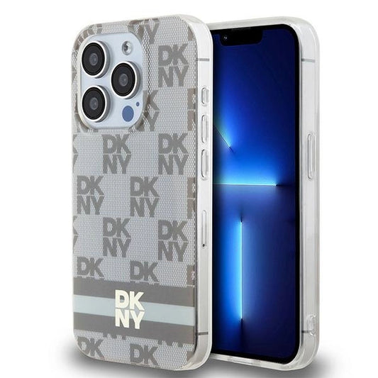 Etui DKNY IML Checkered Mono Pattern & na iPhone 13 Pro Max - beżowe
