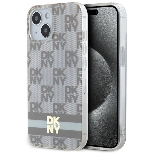 Etui DKNY IML Checkered Mono Pattern na iPhone 15 Plus / 14 Plus - beżowe