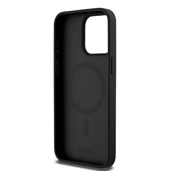 Etui DKNY Leather Monogram Pattern Metal na iPhone 15 Pro Max - czarne