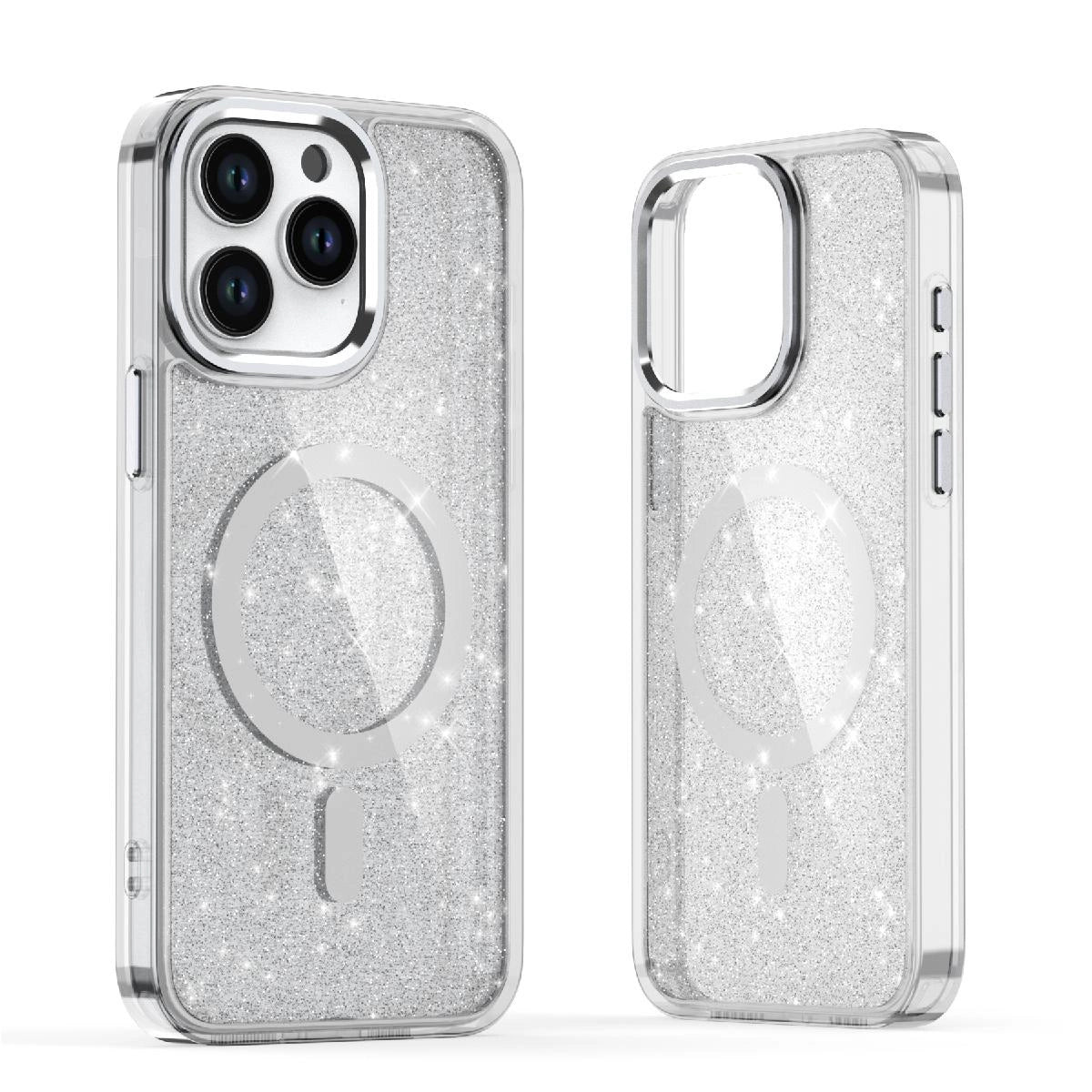 Etui Glitter Case MagSafe na iPhone 16 Pro - białe z brokatem – zdjęcie 2