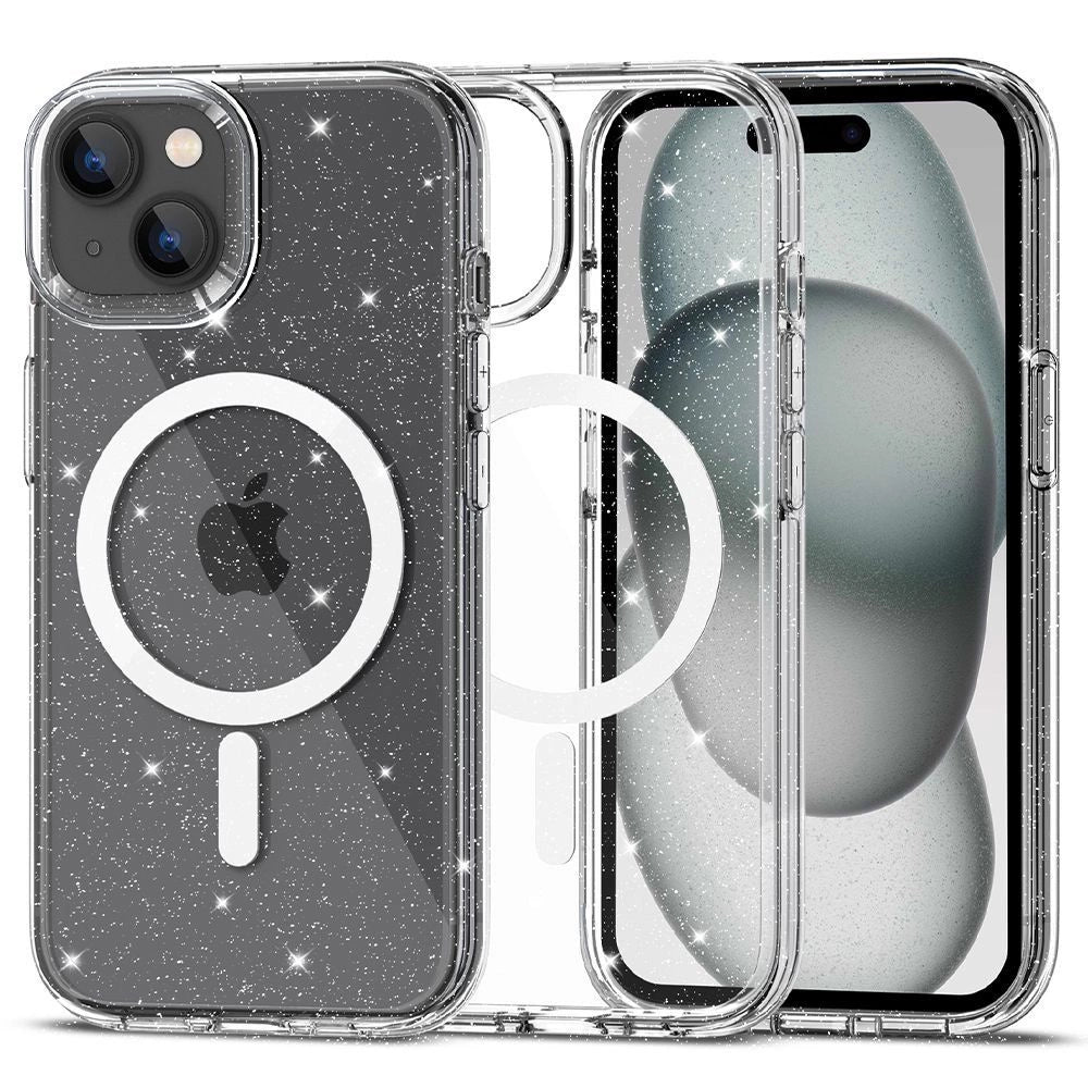 Etui Tech-Protect FlexAir Hybrid na iPhone 15 - przezroczysto-brokatowe