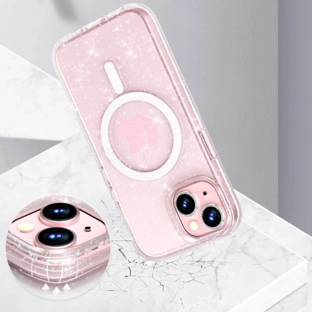 Etui Tech-Protect FlexAir Hybrid na iPhone 15 - przezroczysto-brokatowe – zdjęcie 4