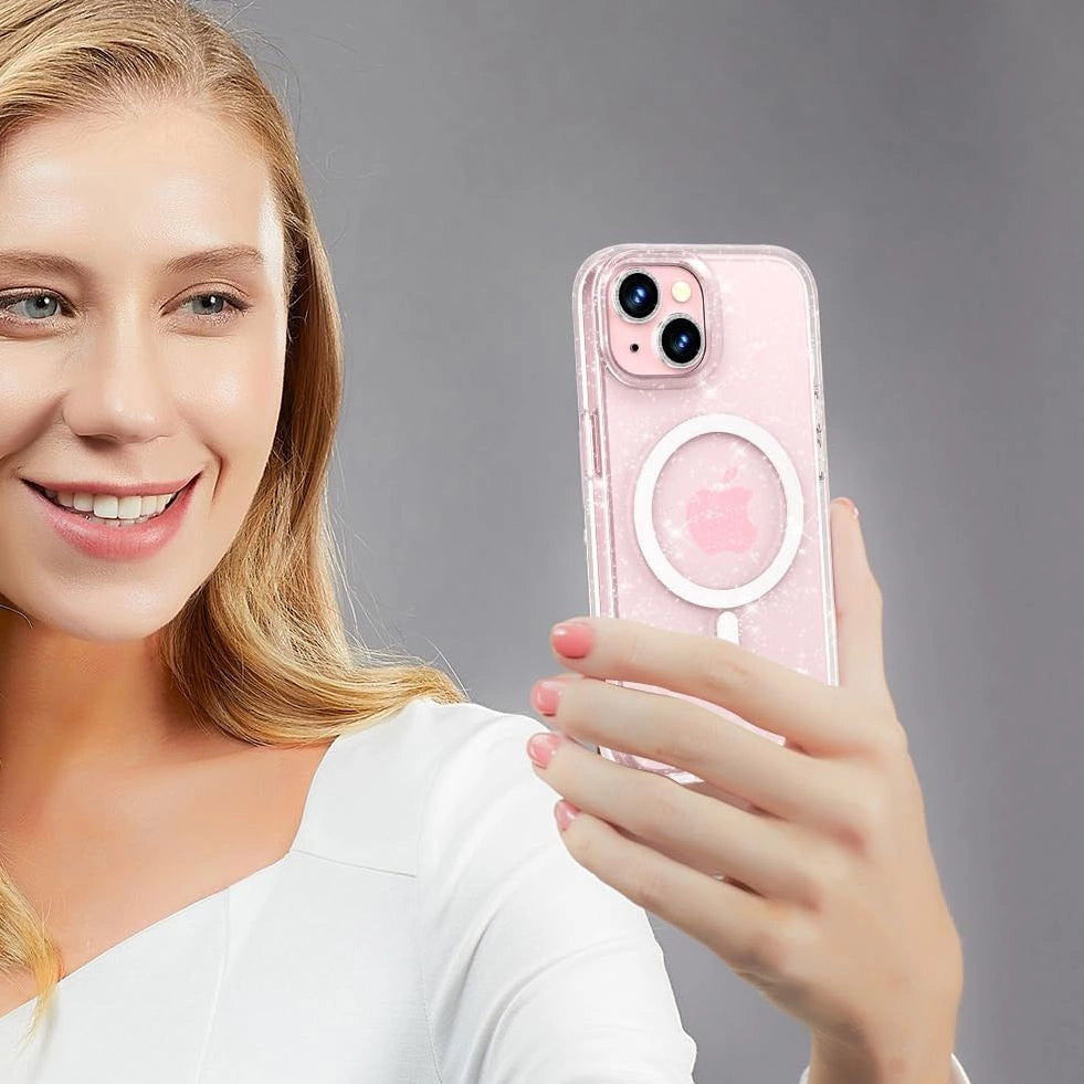 Etui Tech-Protect FlexAir Hybrid na iPhone 15 - przezroczysto-brokatowe – zdjęcie 5