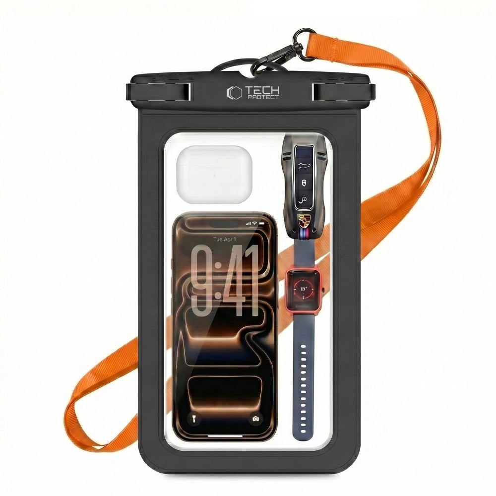 Pokrowiec Tech-Protect Waterproof Case UWC9 do 8.9" - czarno-pomarańczowy