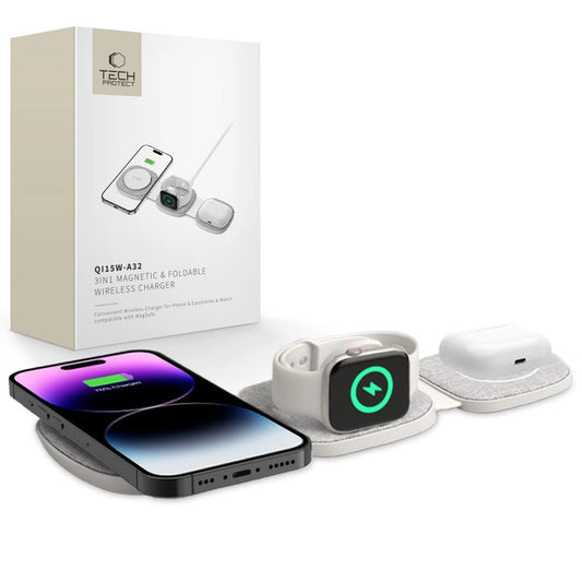 Ładowarka Tech-Protect na smartfon / Apple Watch / AirPods - szara