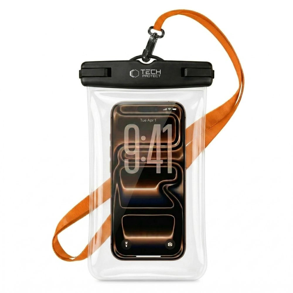 Pokrowiec Tech-Protect Waterproof Case UWC7 do 6.9" - czarno-pomarańczowy