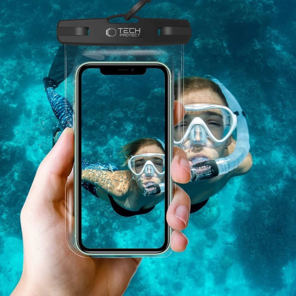 Pokrowiec Tech-Protect Waterproof Case UWC7 do 6.9" - czarno-pomarańczowy – zdjęcie 5