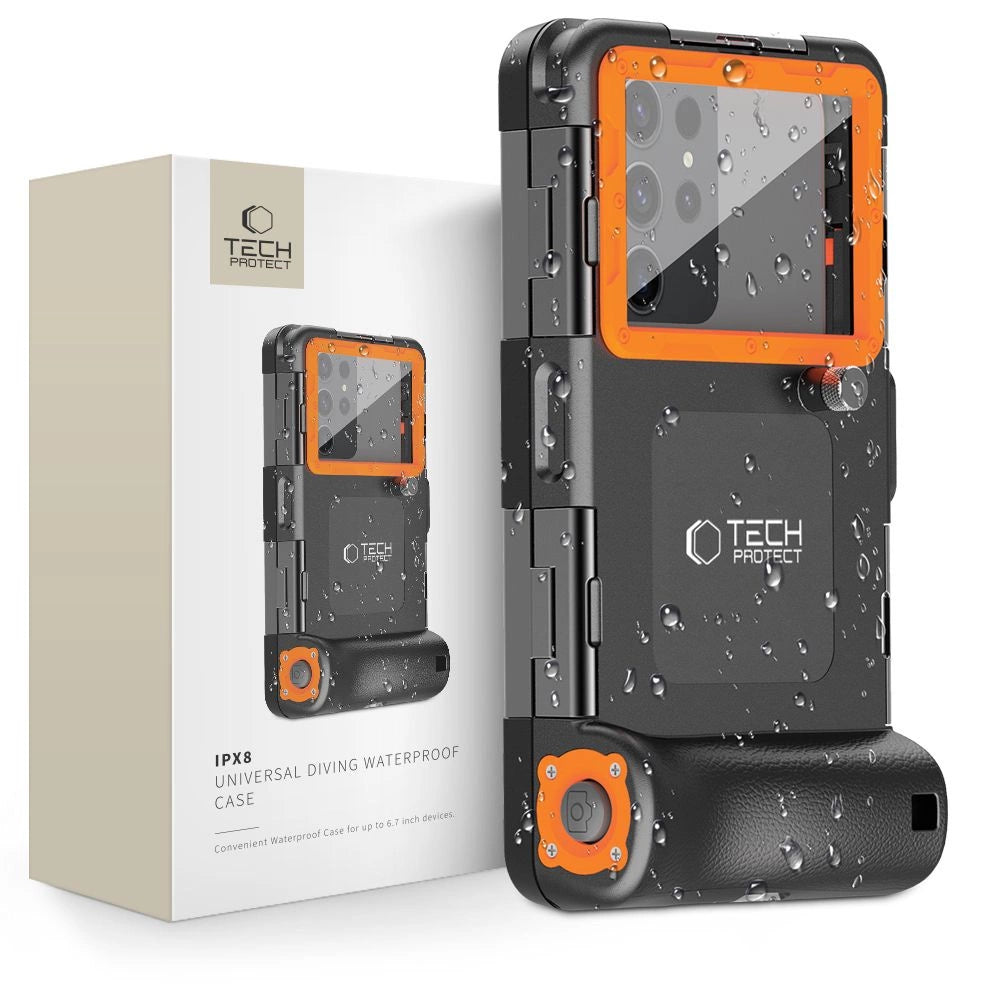 Pokrowiec Tech-Protect na smartfony 4.7-6.7" - czarno-pomarańczowy