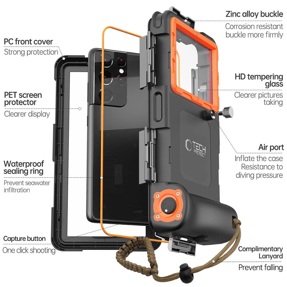 Pokrowiec Tech-Protect na smartfony 4.7-6.7" - czarno-pomarańczowy – zdjęcie 4