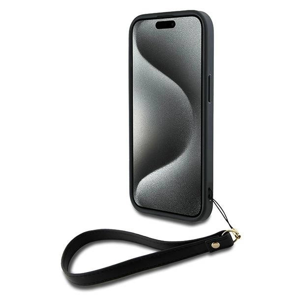 Etui DKNY Wrist Strap Stock Logo na iPhone 15 Plus - czarne – zdjęcie 6