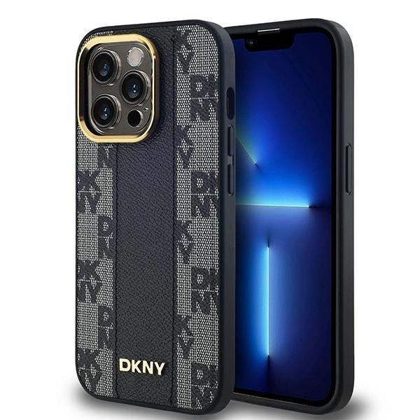 Etui DKNY Leather Checkered Mono Pattern na iPhone 13 Pro Max - czarne