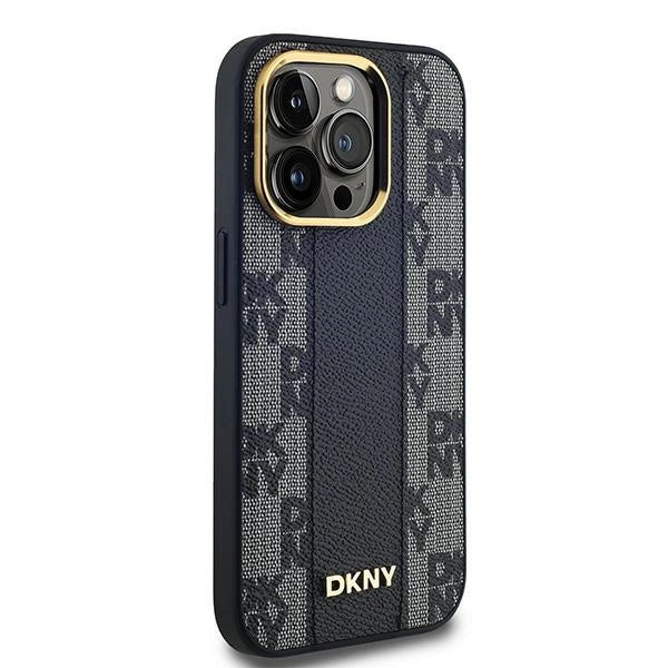 Etui DKNY Leather Checkered Mono Pattern MagSafe na iPhone 14 Pro - czarne – zdjęcie 4