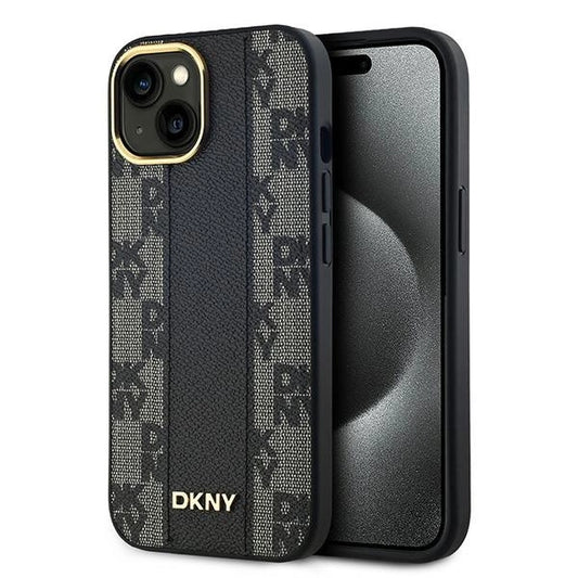 Etui DKNY Leather Checkered Mono Pattern na iPhone 15 / 14 / 13 - czarne
