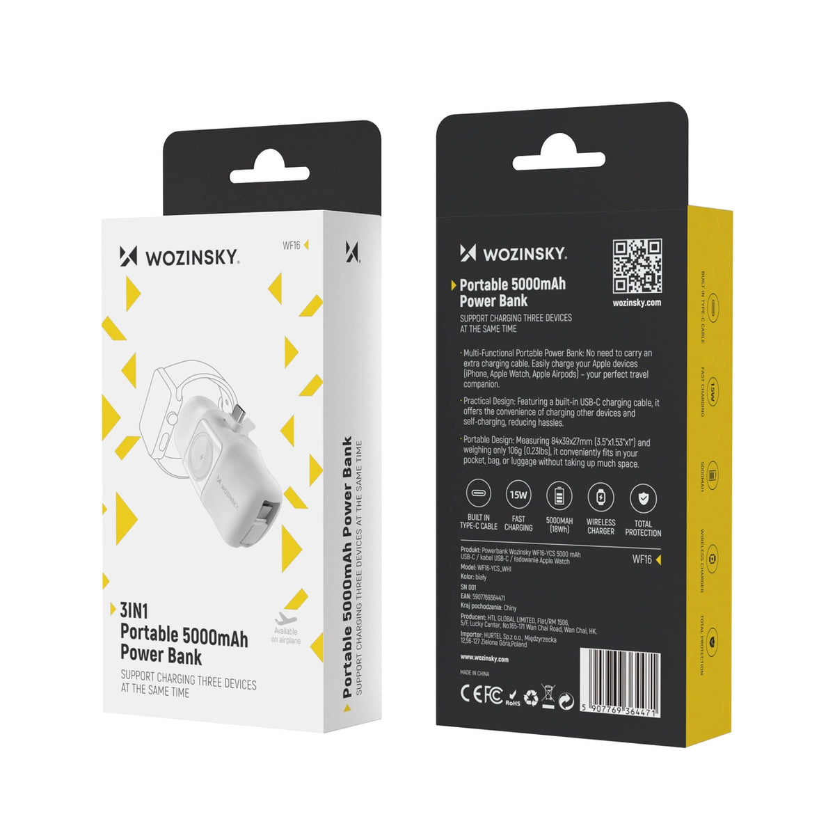 Mini powerbank Wozinsky WF16-YCS 5000mAh 15W USB-C do Apple Watch - biały – zdjęcie 15