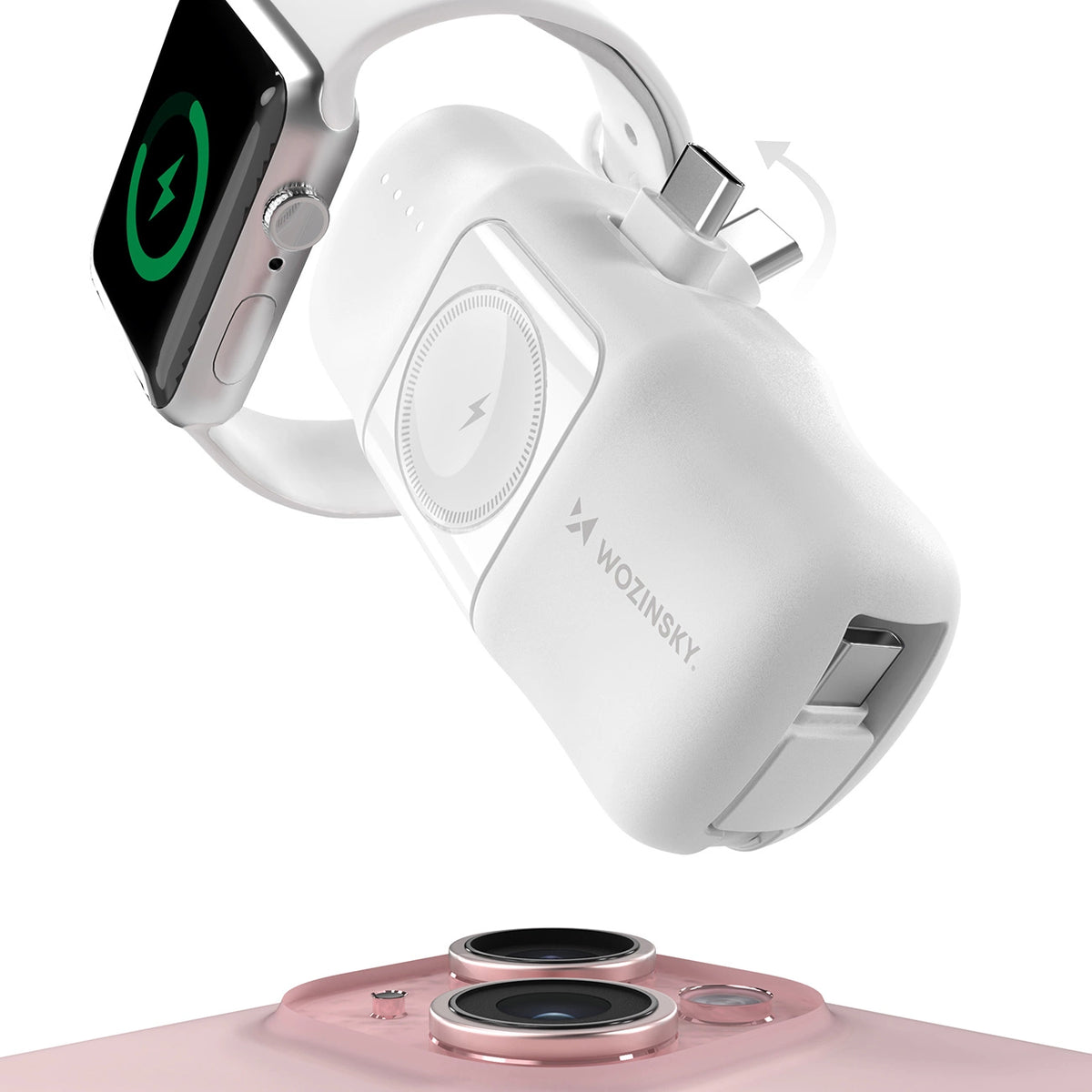 Mini powerbank Wozinsky WF16-YCS 5000mAh 15W USB-C do Apple Watch - biały – zdjęcie 5