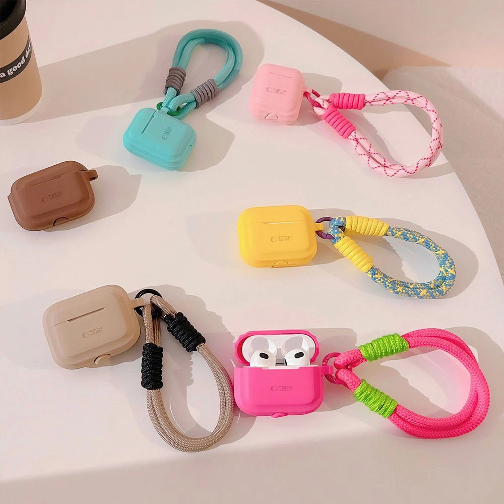Etui Tech-Protect Silicone Rope na Apple AirPods Pro 1 / 2 - brązowy – zdjęcie 3