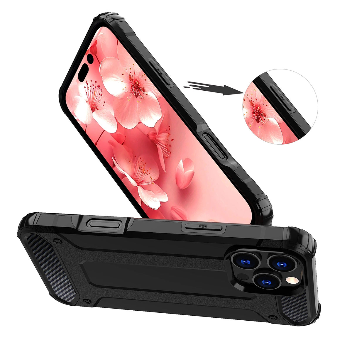 Etui Hybrid Armor pancerne na iPhone 16 Pro Max - czarne – zdjęcie 4