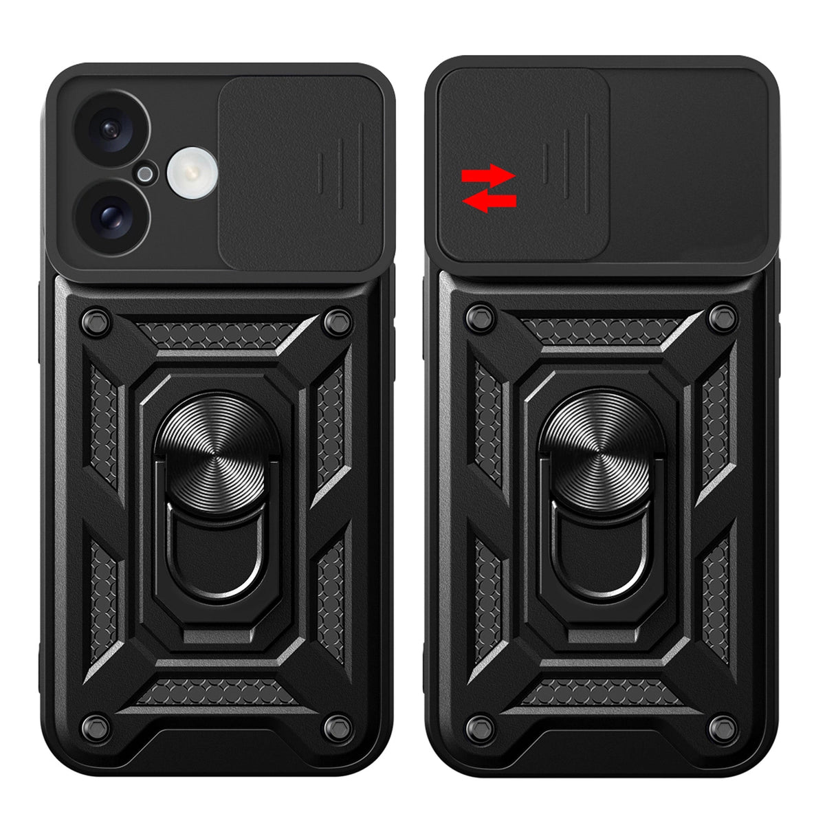 Etui Hybrid Armor Camshield na iPhone 16 na aparat z podstawką - czarne – zdjęcie 9
