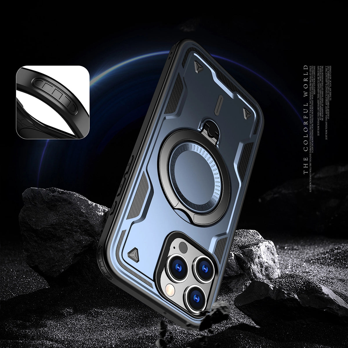 Etui Hybrid Armor Trendy z MagSafe na iPhone 16 Pro - niebieskie – zdjęcie 5