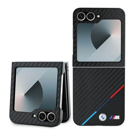 Etui BMW Carbon Tricolor na Samsung Galaxy Z Flip 6 - czarne