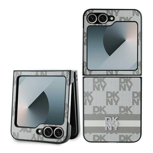 Etui DKNY Chequered Pattern Printed na Samsung Galxy Z Flip 6 - beżowe