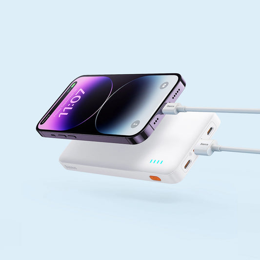Powerbank Baseus Airpow 20W 10000mAh z kablem Baseus Simple Series - biały