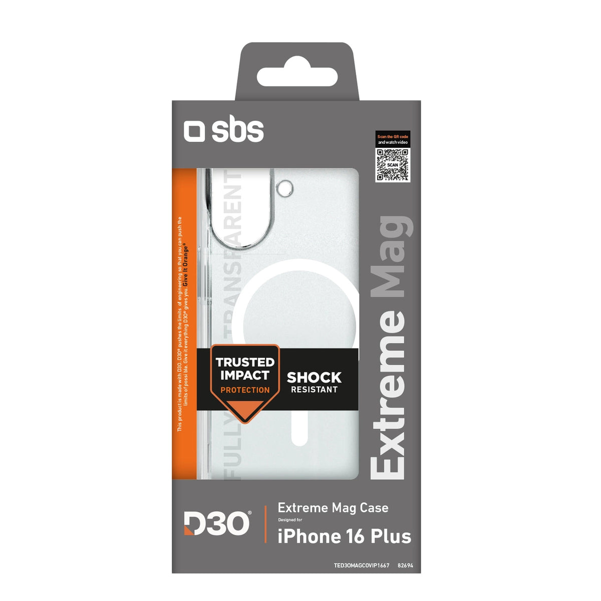 Etui SBS Extreme Mag D3O MagSafe do iPhone 16 Plus - przezroczyste – zdjęcie 2