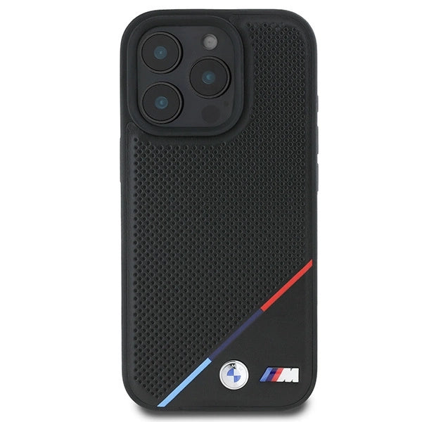 Etui BMW M Perforated Tricolor Line MagSafe na iPhone 16 Pro - czarne
