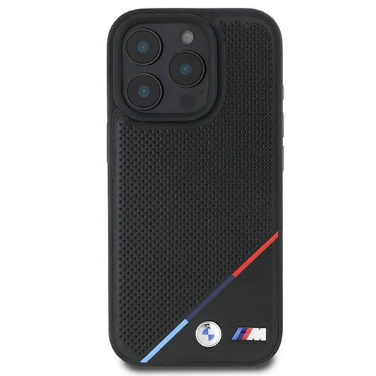 Etui BMW M Perforated Tricolor Line MagSafe na iPhone 16 Pro - czarne