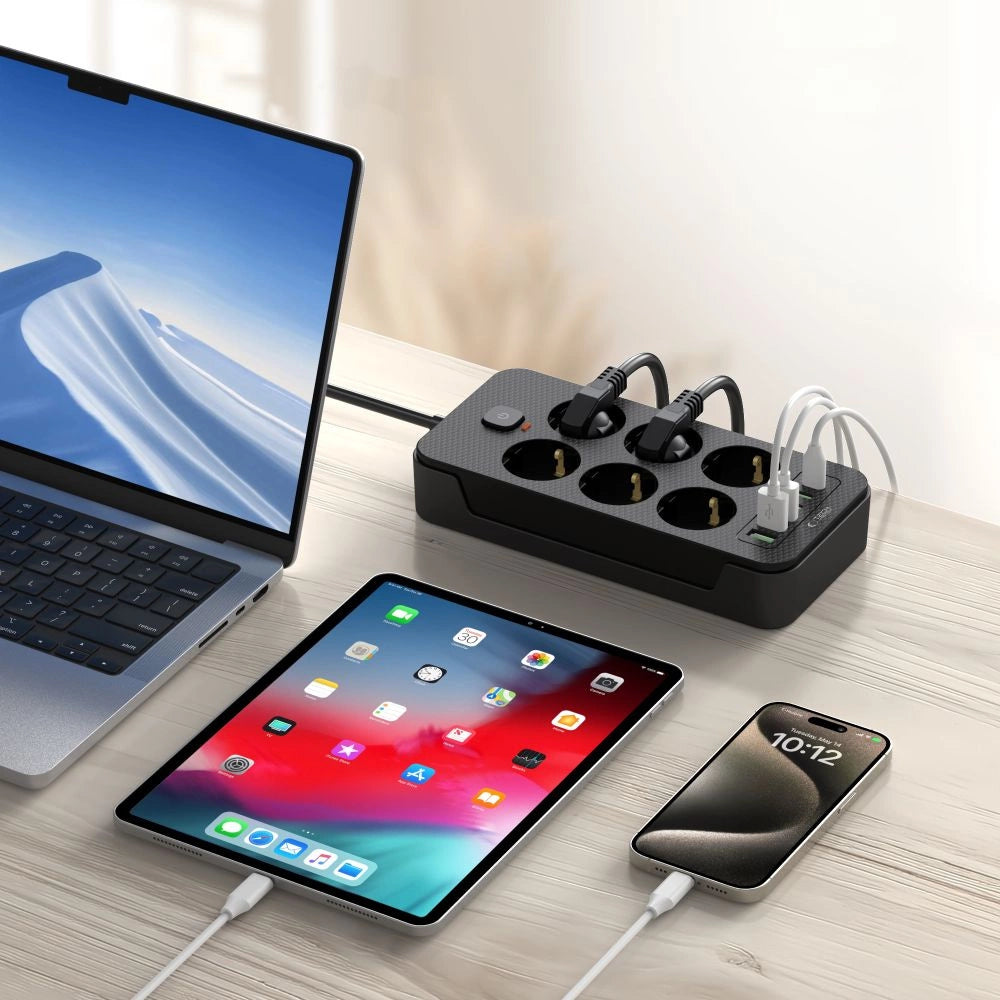 Listwa zasilająca Tech-Protect PC6X6 6 gniazd 240V + 3xUSB-A + 3xUSB-C 200cm - czarna – zdjęcie 6