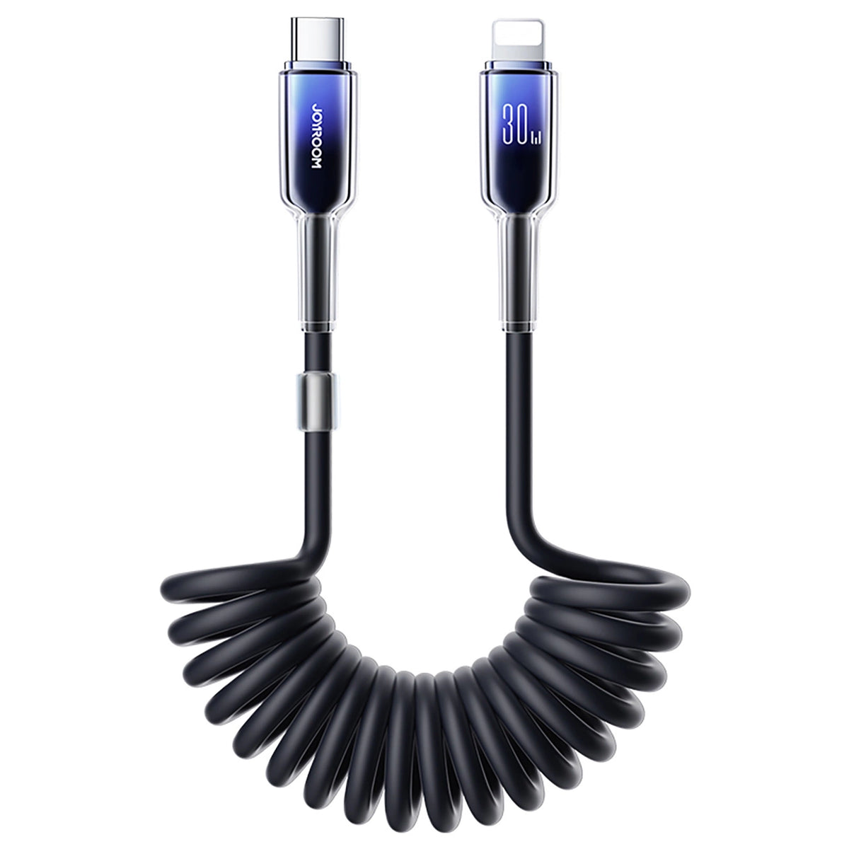 Kabel spiralny Joyroom S-A43 Crystal-Clear Series 30W USB-C - czarny