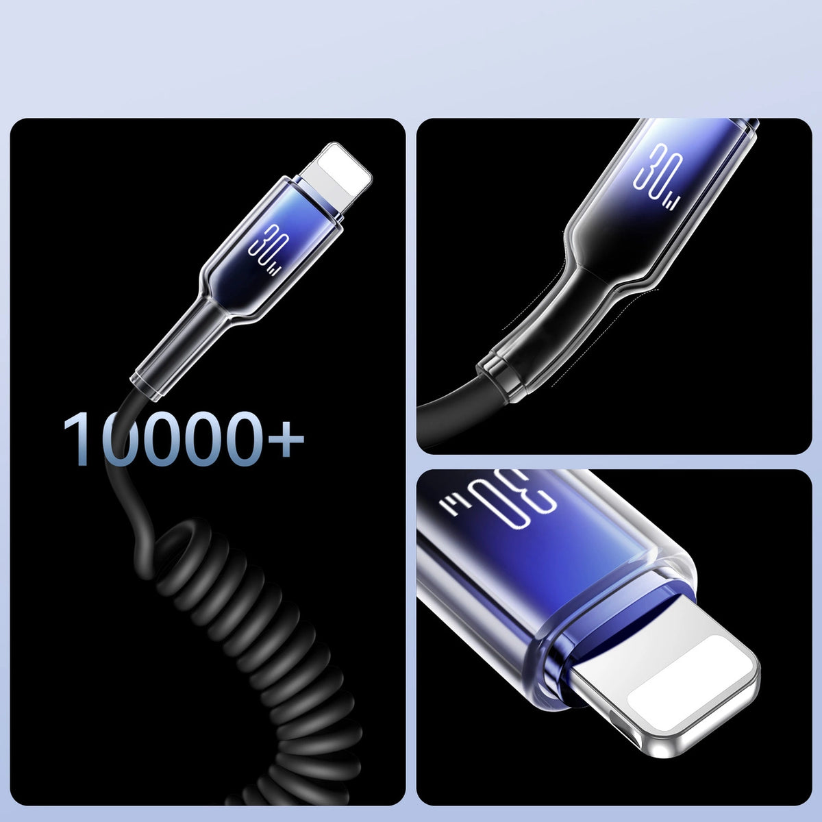 Kabel spiralny Joyroom S-A43 Crystal-Clear Series 30W USB-C - czarny – zdjęcie 7