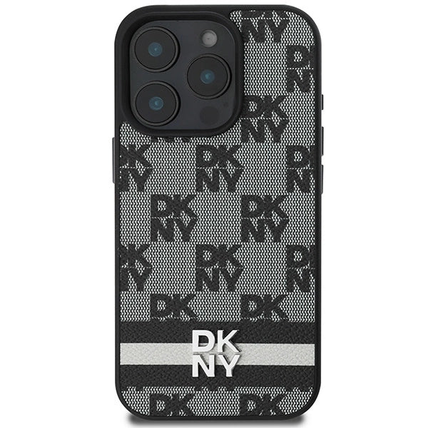 Etui DKNY Checkered Pattern & Printed Stripes na iPhone 16 Pro Max - czarne