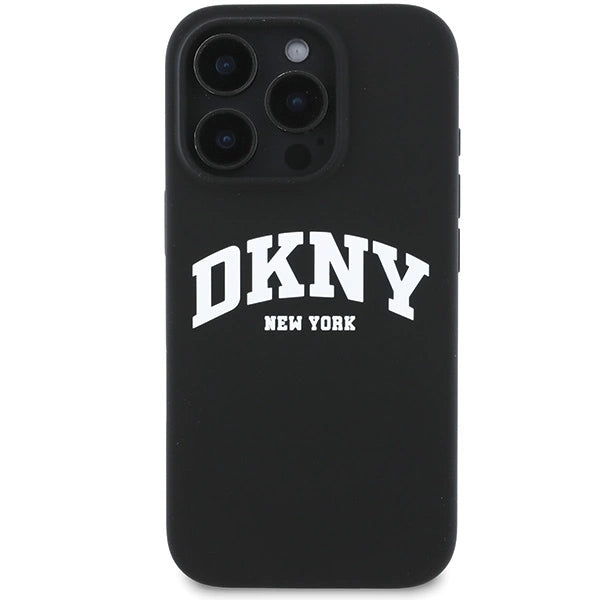 Etui DKNY Silicone White Printed Logo MagSafe na iPhone 16 Pro Max - czarne