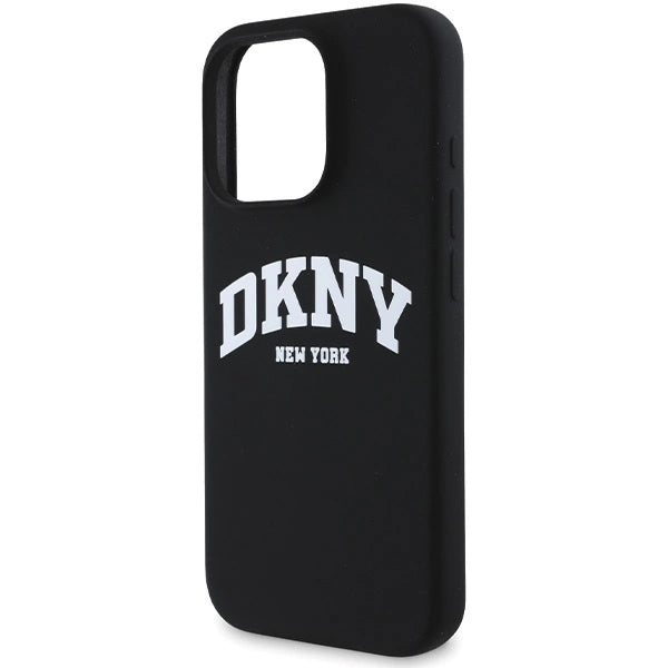Etui DKNY Silicone White Printed Logo MagSafe na iPhone 16 Pro Max - czarne