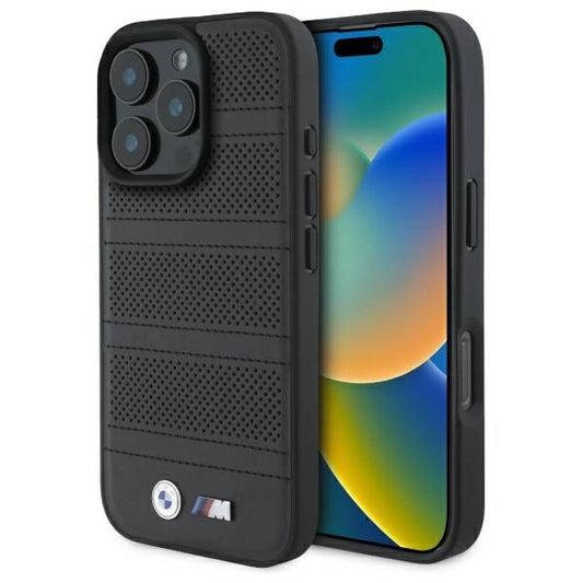 Etui BMW M Perforated And Stitched Line na iPhone 16 Pro Max - czarne