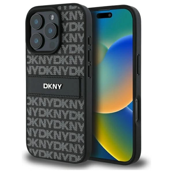 Etui DKNY Texture Pattern Tonal Stripe na iPhone 16 Pro - czarne