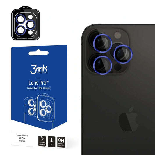 Osłona aparatu 3mk Lens Protection Pro z niebieską na iPhone 15 Pro Max